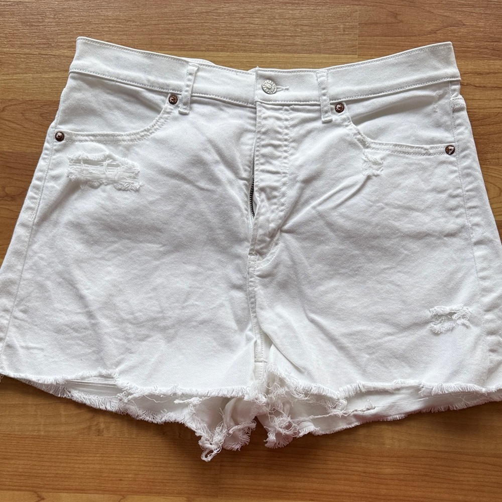 Express White Distressed Denim Jean Shorts
